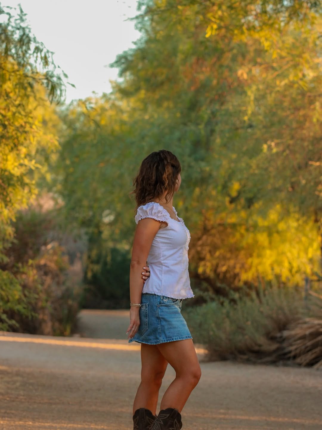 Couple portrait outdoors at golden hour