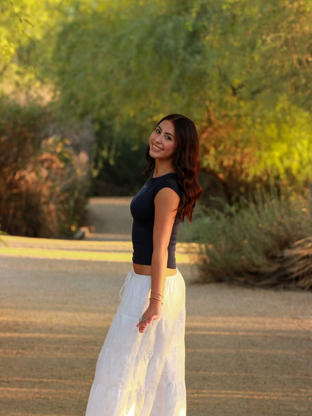 Outdoor portrait surrounded by warm light